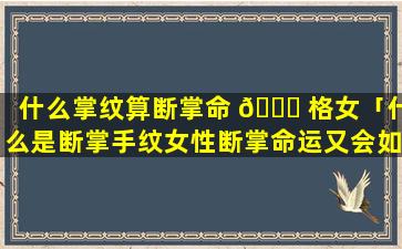 什么掌纹算断掌命 🐋 格女「什么是断掌手纹女性断掌命运又会如何」